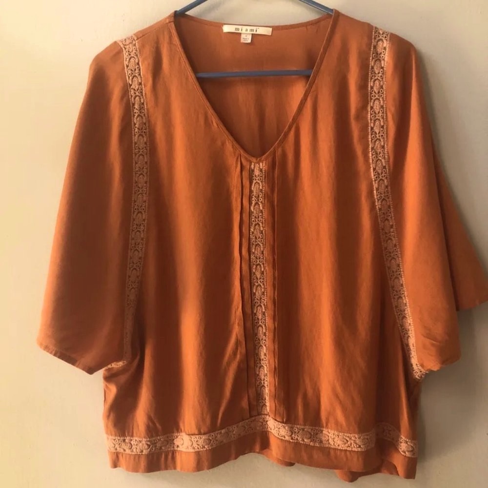 EUC Francesca's x Miami Orange Blouse S